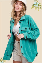 Load image into Gallery viewer, Teal green oversized shacket